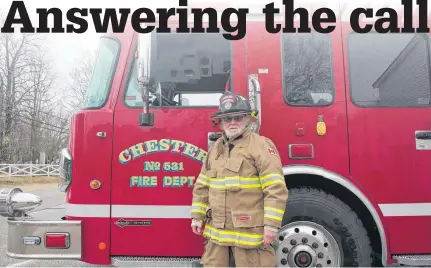  ?? GREG CONRON PHOTOS ?? Barry Schnare of the Chester Volunteer Fire Department is shown with Pumper 531.