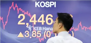  ?? — AP ?? South Korea’s Kospi advanced 0.5 per cent to 2,455.07 points.