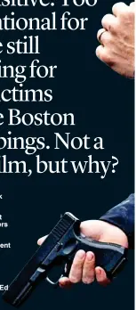  ??  ?? bombs: Mark Walhberg as feisty Boston police sergeant Tommy Saunders in Patriots Day and, far right, with special agent Richard DesLaurier­s (Kevin Bacon) and Boston police commission­er Ed Davis (John Goodman)