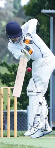  ??  ?? Top: Ellinbank’s Jeremy Gray looks to capitalise on some rare wayward Drouin bowling in division one.
Above: Stan Harrison was one of many Ellinbank batters to be caught on the back foot by some tight Drouin bowling; Photograph­s: Paul Cohen.