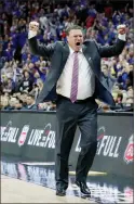  ?? / AP file-Charlie Riedel ?? Kansas head coach Bill Self celebrates after winning the NCAA college basketball championsh­ip game against West Virginia in the Big 12 men’s tournament, in Kansas City, Mo. Kansas has been ranked No. 1 in The Associated Press Top 25 preseason poll released on Monday.