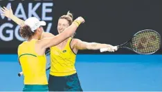  ?? Picture: Lesley Martin/AFP ?? Sam Stosur and Storm Sanders.