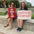  ?? Photograph: Chris ?? Joan Batista (left) and Carly Hughes (right) outside court.