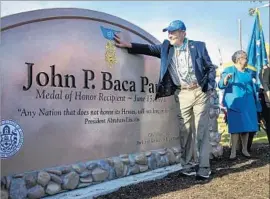  ?? Hayne Palmour IV San Diego Union-Tribune ?? VIETNAM WAR veteran John Baca, a 68-year-old Medal of Honor recipient, attends a ceremony Saturday in San Diego’s Linda Vista neighborho­od.