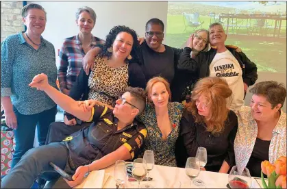  ?? ?? BOOZY: Harry Potter author JK Rowling, centre, with other feminist activists at the lunch at the River Cafe last weekend