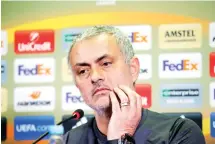  ??  ?? Manchester United manager Jose Mourinho during a press conference Wednesday ahead of the Europa League last 16, first-leg tie between Manchester United and Rostov at the Olimp-2 Stadium in Rostov-on-Don, Russia, on Thursday.