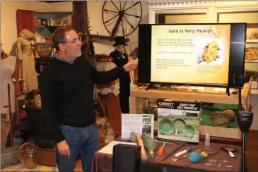  ?? PHOTOS BY ED BOOTH — ENTERPRISE-RECORD ?? Docent Tim Calhoon gives an explanatio­n of gold panning at the Colman Museum in Centervill­e on Sunday.