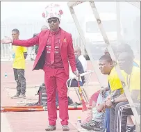  ?? (File Pic) ?? Banned Manzini Wanderers fan Mzwandile Msibi invading the team’s technical area during the MoMo Cup semifinal play-offs last weekend.