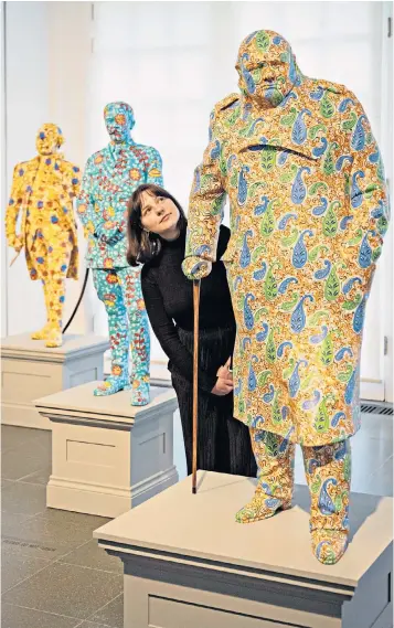  ?? ?? The Winston Churchill statue has been hand-painted by Nigerian artist Yinka Shonibare with a pattern referred to as ‘African print’