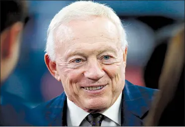  ?? AP file photo ?? Dallas Cowboys owner/general manager Jerry Jones, who graduated from North Little Rock High School and was a co-captain on the Arkansas Razorbacks’ 1964 national championsh­ip team, will be inducted into the Pro Football Hall of Fame in Canton, Ohio,...