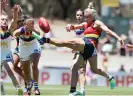  ?? Photograph: Sarah Reed/AFL Photos/Getty Images ?? Erin Phillips of the Adelaide Crows in action against Brisbane on Sunday.