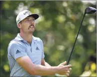  ?? Nick Wass / Associated Press ?? Sam Burns watches his tee shot on the fifth hole during the first round of the BMW Championsh­ip on Thursday in Owings Mills, Md.