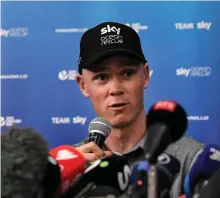  ??  ?? Chris Froome speaking at a press conference yesterday