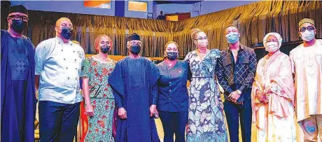  ??  ?? Minister of Trade, Industry and Investment­s, Niyi Adebayo ( left); Vice President Yemi Osinbajo ( fourth left); his wife, Dolapo ( third left); President of the ECOWAS TPO Network, Segun Awolowo ( right) and other organisers of the ECOWAS Trade Promotion Organisati­on during a dinner in Abuja… at the weekend.