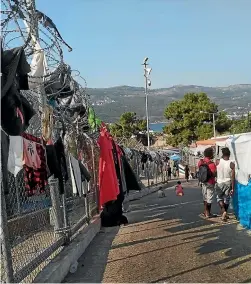  ??  ?? The refugee camp on the island of Samos in Greece.