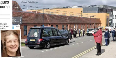  ?? Picture: Pete Stonier ?? ‘HEART OF GOLD’:
Former colleagues turned out to applaud the funeral cortege of Belinda Tilstone, inset.