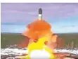  ?? FOTO: AP ?? Die Sarmat-Rakete bei einem Test in Nordwestru­ssland im April.