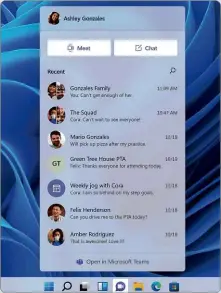  ??  ?? ABOVE Microsoft Teams is bundled with Windows 11 – poor old Skype