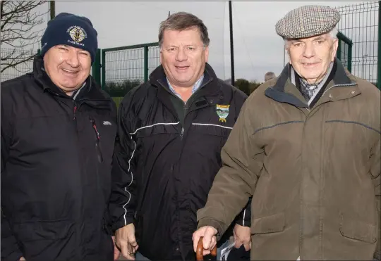  ??  ?? Showing their support for Kilshannig in the Munster Club JFC quarter-final in Mallow, against Na Gaeil from Kerry, were, from left, Con O’Hanlon, Michael and Matt Casey. Photo by Joe Hanley