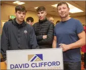  ??  ?? David Clifford of Clifford Carpentry and Building with Liam Kelliher and Killian Buckley