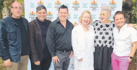  ?? Picture: RICHARD GOSLING ?? Jack Morton Worldwide’s David Zolkwer (left) with Wesley Enoch, Drew Anthony, Merryn Hughes, Katie Noonan and Nathan M Wright who will help create the opening and closing ceremonies for the Commonweal­th Games.