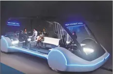  ?? Associated Press ?? This conceptual drawing provided by The Boring Company shows a high-occupancy Autonomous Electric Vehicle that would run in a tunnel between exhibition halls at the Las Vegas Convention Center.