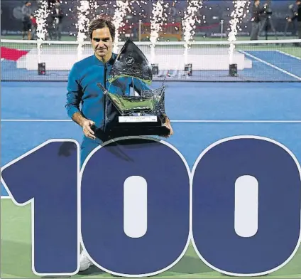  ?? FOTO: GETTY ?? Roger Federer logró el título 100 en Dubai. Es uno de los cuatro jugadores que ha disputado más de una final esta campaña, dos