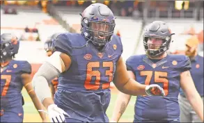  ?? John Nash / Hearst Media Connecticu­t ?? Former Syracuse offensive lineman Evan Adams, a resident of Norwalk, was signed by the Baltimore Ravens as an undrafted rookie free agent.