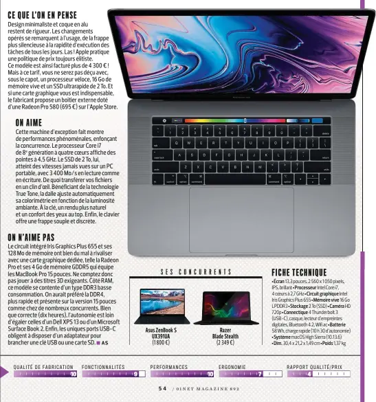  ??  ?? Asus ZenBook S UX391UA(1 800 €) Razer Blade Stealth (2 349 €)