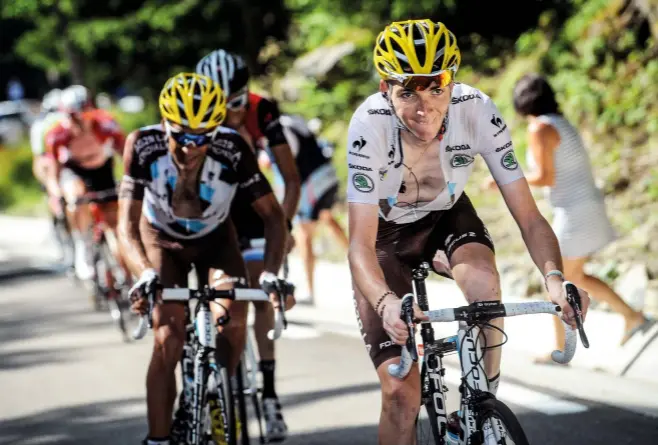  ??  ?? Bardet wore the white jersey during the 2014 race, for the best young rider