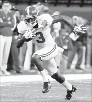  ?? AP/BUTCH DILL ?? Alabama wide receiver Calvin Ridley carries the ball Monday after a reception against Clemson during the Sugar Bowl on Monday in New Orleans.