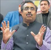  ?? NITIN KANOTRA /HT ?? ■ BJP national general secretary Ram Madhav during a press conference in Jammu on Tuesday.