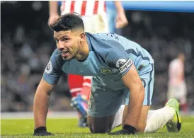  ??  ?? Manchester City striker Sergio Aguero during the match against Stoke.