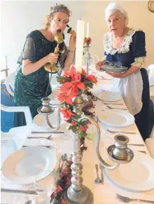  ?? Photo / Supplied ?? Mrs Pringle (Vivian Thonger) and her maid, Durham (Denise Nawisiels), do their best to cope with a chaotic dinner party in the Stage Door production Christmas Cracker.