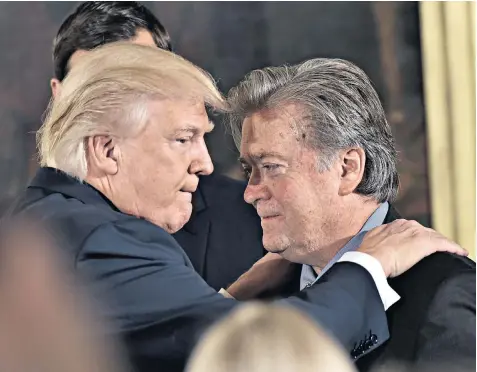  ??  ?? Steve Bannon urged Mr Trump to follow populist policies during the election campaign, but was at odds with those he called ‘the Democrats’ among the president’s inner circle