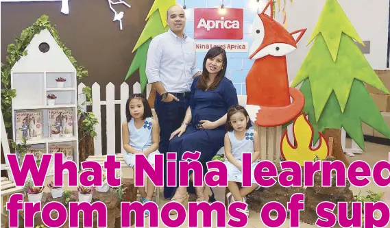  ??  ?? Niña Corpuz and husband Vince Rodriguez with their daughters Stella and Emily: Raising children with a lot of love and care