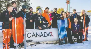  ?? AZIN GHAFFARI ?? Canada’s bobsled, skeleton and luge athletes united at Winsport’s Canada Olympic Park in Calgary on Thursday to bring attention to how important the city’s bobsled, skeleton and luge track is to future athletes.