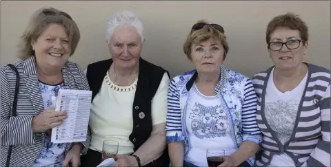  ??  ?? Noreen McCarthy, Regina O’Gorman, Del Buckley and Eileen Tobin enjoying an evening at the races in Bettyville.