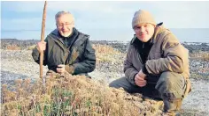  ??  ?? Hillman (left) with Ray Mears: his research on 13,000-year-old food waste in the Middle East led him to conclude that man made the change from hunter-gatherer to farmer almost 2,000 years earlier than previously thought