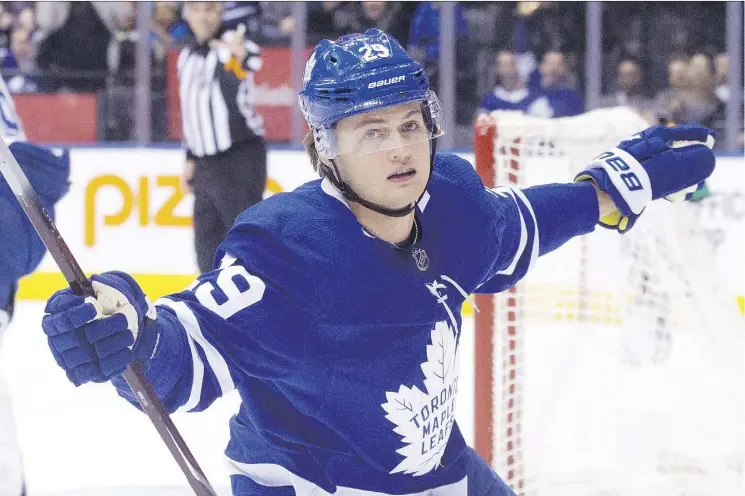  ?? CHRIS YOUNG/THE CANADIAN PRESS ?? With so many young stars coming off entry-level contracts, William Nylander may be setting a trend by holding out during contract negotiatio­ns.