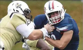  ?? Duquesne Athletics ?? Opponents have found the only way to slow Duquesne linebacker Brett Zanotto is to hold him.