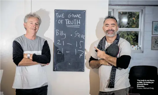  ?? Photos / Michael Craig ?? The truth is out there, as Billy Te Kahika jnr showed Steve Braunias.