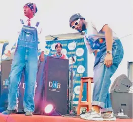  ?? ?? Mzistozz and DJ MPrince Beatz on stage during the album launch