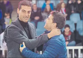  ?? FOTO: MONTILLA ?? Rubi, junto a Gerard López, del Barça B. El primero se está saliendo en Huesca
