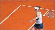  ?? AFP ?? Czech Barbora Krejcikova returns to Coco Gauff of the US during their quarter-final at the French Open on Wednesday.