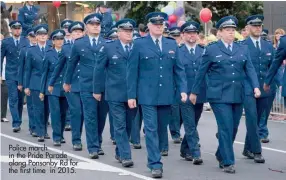  ??  ?? Police march in the Pride Parade along Ponsonby Rd for the first time in 2015.