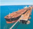  ?? ?? Iron ore loaded at Rio Tinto's Cape Lambert port in WA.