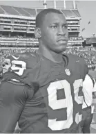  ?? KIRBY LEE/USA TODAY SPORTS ?? Aldon Smith, who posted two double digit sack seasons with the 49ers, last played in 2015 with the Raiders.