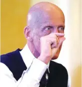  ??  ?? Pierluigi Collina stresses a point during yesterday’s lecture Photo: Domenic Aquilina