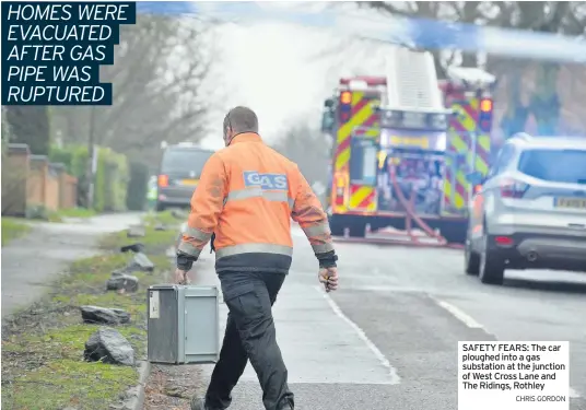  ?? CHRIS GORDON ?? SAFETY FEARS: The car ploughed into a gas substation at the junction of West Cross Lane and The Ridings, Rothley